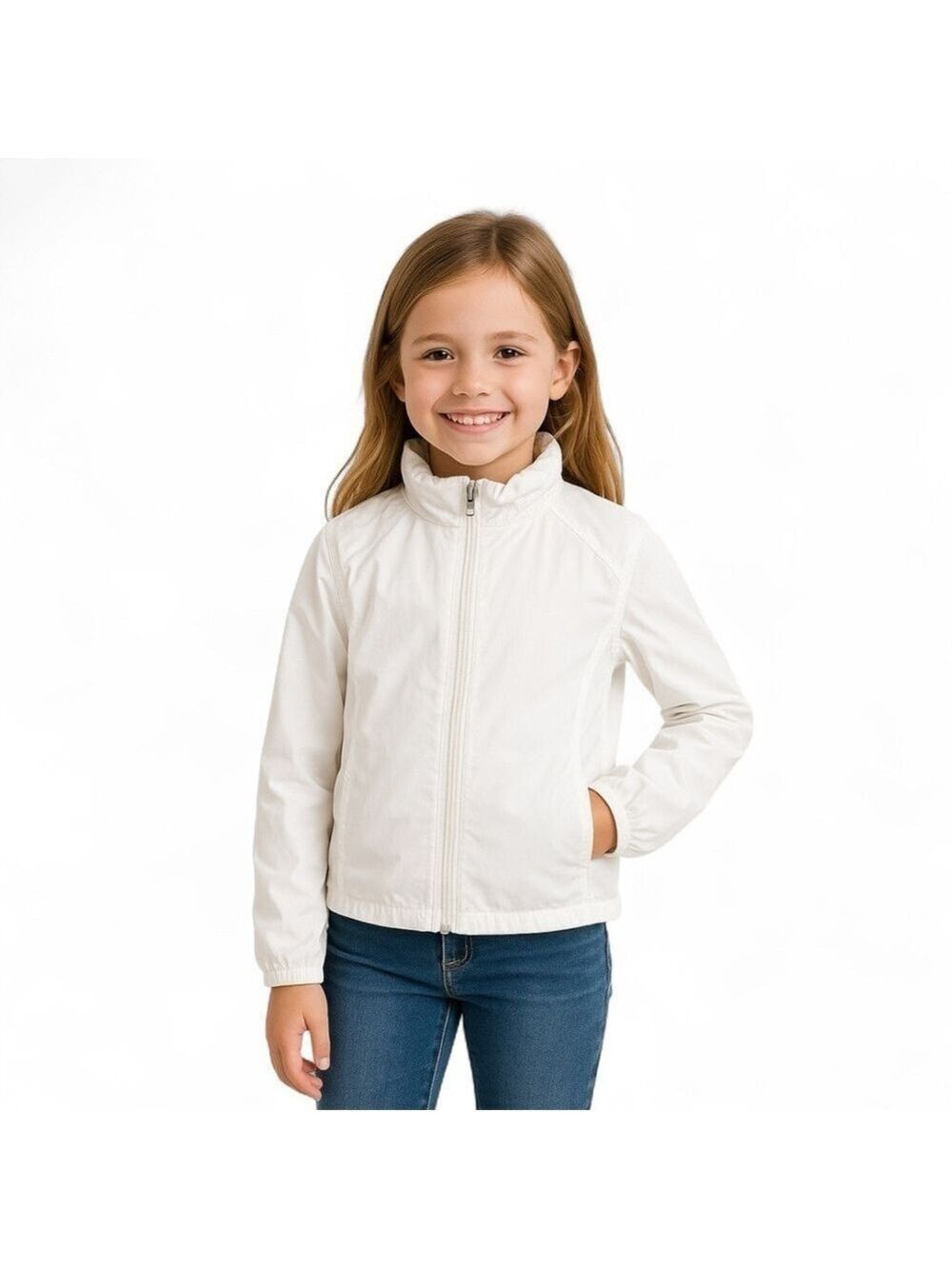 Armani Exchange Kid’s White Windbreaker Jacket with Packable Hood | Size S